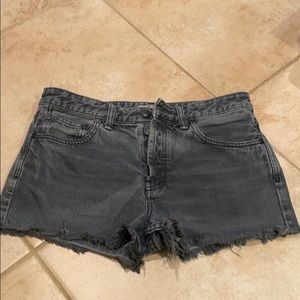 Free People black washed jean shorts